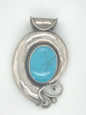 Sterling Navajo inspired turquoise slide pendant